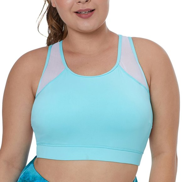 Unbranded Other - Light Blue Sheer Mesh Back Plus Size Sports Bra